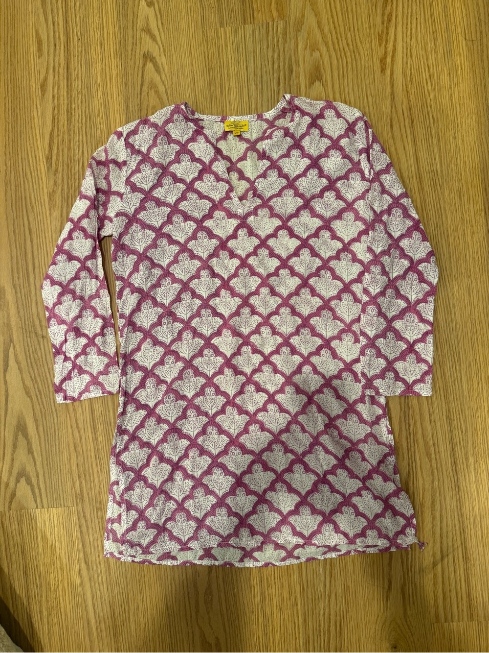 Roberta Roller Rabbit Womens Purple & White Patterned Jemina Kurta Tunic